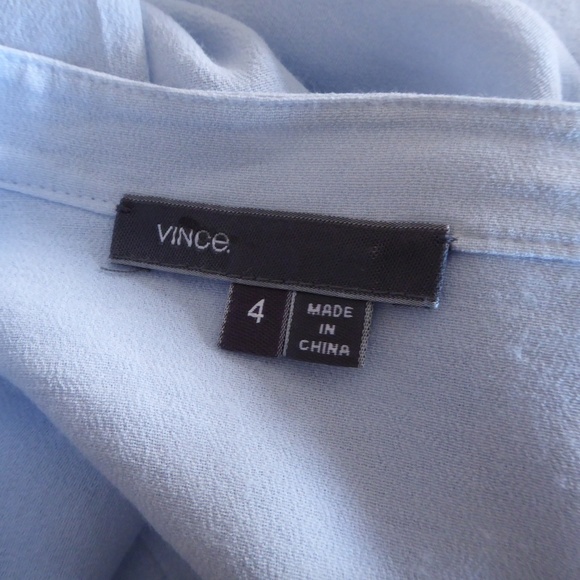 Vince. 4 Deep V-neck Long Sleeve Blouse Light Blue - Picture 8 of 8